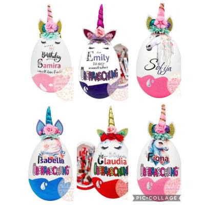 Personalisiertes XXL Überraschungsei mit Einhorn Motiv üei Geschenk Geschenke