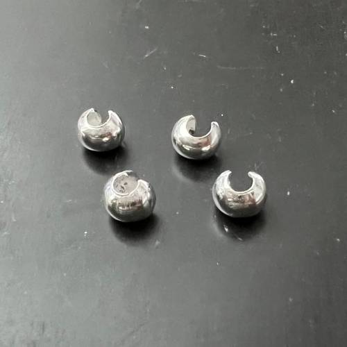 4 x 925-Silber Kaschierkugeln, Klappkaschierperlen, verschiedene Größe: 3mm oder 4mm