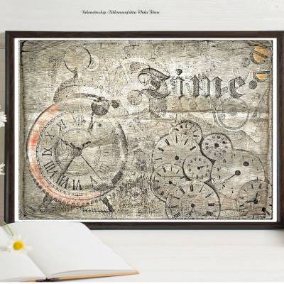 TIME, Motiv Uhr im VintageStyle, DIGITALES BILD ZUM DOWNLOAD & DRUCKEN Printables Wanddeko Poster Karte Geschenkidee