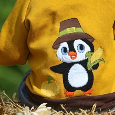 Doodle Stickdatei Herbst-Pinguin