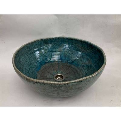 Waschbecken / Raku / Seladon / Antik  Ø 41 cm Höhe 17 cm
