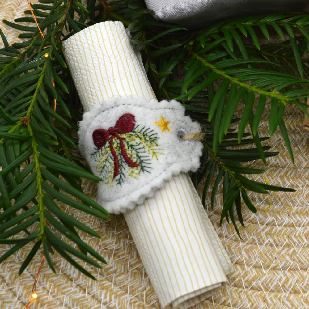 Stickdatei Weihnachten SET Wunscherfüller Kerze Serviettenhalter Bild 3