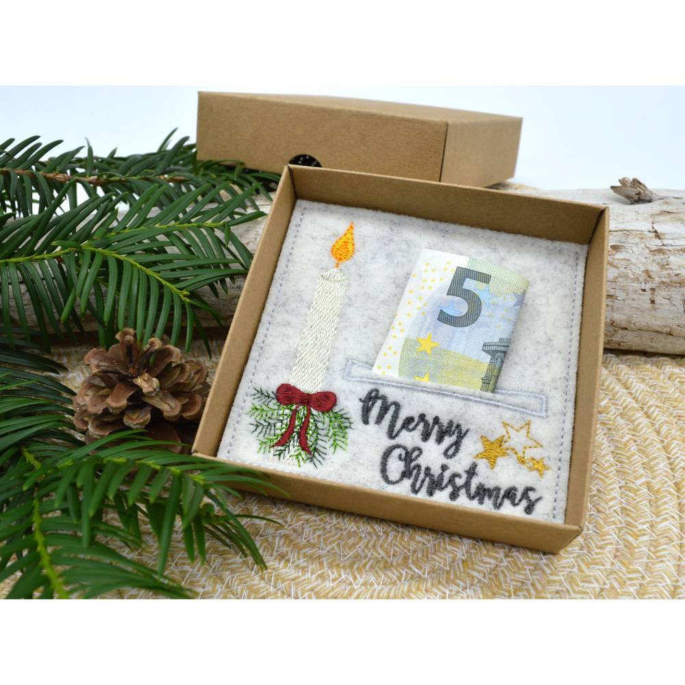 Stickdatei Weihnachten SET Wunscherfüller Kerze Serviettenhalter Bild 5