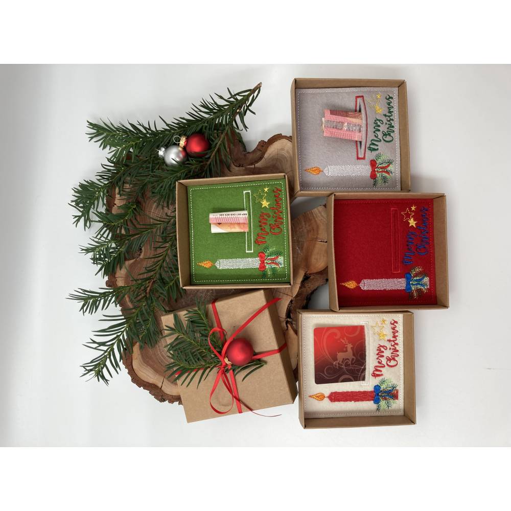 Stickdatei Weihnachten SET Wunscherfüller Kerze Serviettenhalter Bild 6