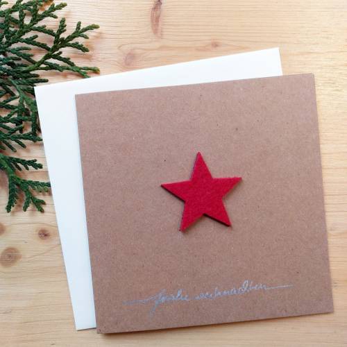 Weihnachtskarte "Filzstern", in 4 Varianten