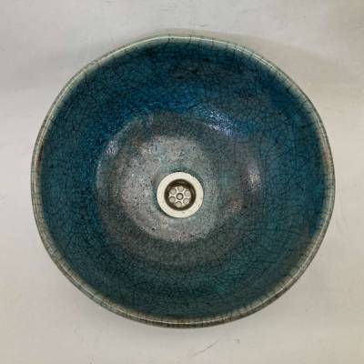 Waschbecken / Raku / Seladon / Antik  Ø 31 cm Höhe 14 cm