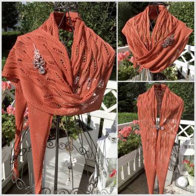 Schaltuch / Lacetuch  *LITTLE VINTAGE DREAM* gestrickt aus Merino/Seide in rostrot