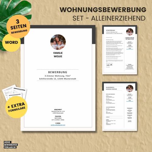 Wohnungsbewerbung - Wohnung Bewerbung - Bewerbungsvorlage Wohnung Alleinerziehend + Formulare - Word + Pages Nr.Nr.1