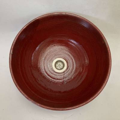 Waschbecken / Raku / Rot / Antik  Ø 39 cm Höhe 16,5 cm