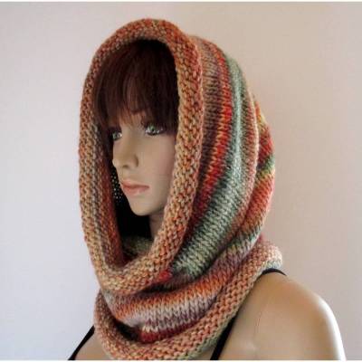 Kapuzen-Loop aus weicher Wolle, Loop, Schlauchschal, Schal, Rundschal