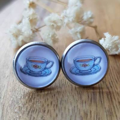 Teetasse Geschenk für Teeliebhaber Ohrringe u Ringe Schmuck verschiedene Fassungen Ostfriesland Teetasse