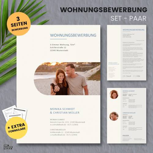 Wohnungsbewerbung - Wohnung Bewerbung - Bewerbungsvorlage Wohnung Paare + Formulare - Deutsch - Word + Pages Nr.2