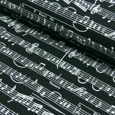 Baumwolle  Notenschlüssel Noten Musik schwarz (1m/ 11,00€) 