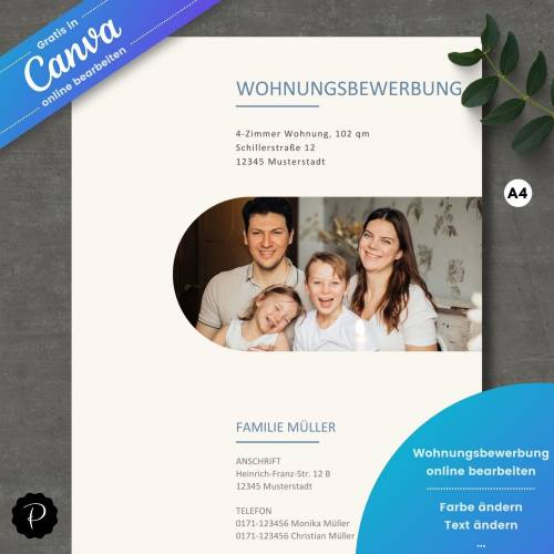 Canva Wohnungsbewerbung / Wohnung Bewerbung / Komplette Bewerbermappe für Familie, Paare, Alleinerziehende oder Paare Ca