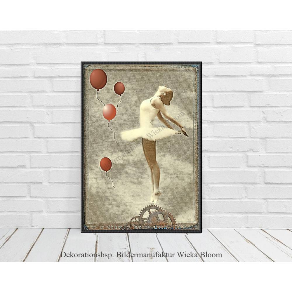 Tänzerin Ballons im VintageStyle DIGITALES BILD ZUM DOWNLOAD & DRUCKEN Printables Wanddeko Poster Karte Geschenk Bild 1
