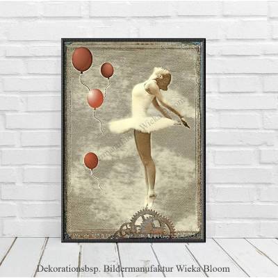 Tänzerin Ballons im VintageStyle DIGITALES BILD ZUM DOWNLOAD & DRUCKEN Printables Wanddeko Poster Karte Geschenk