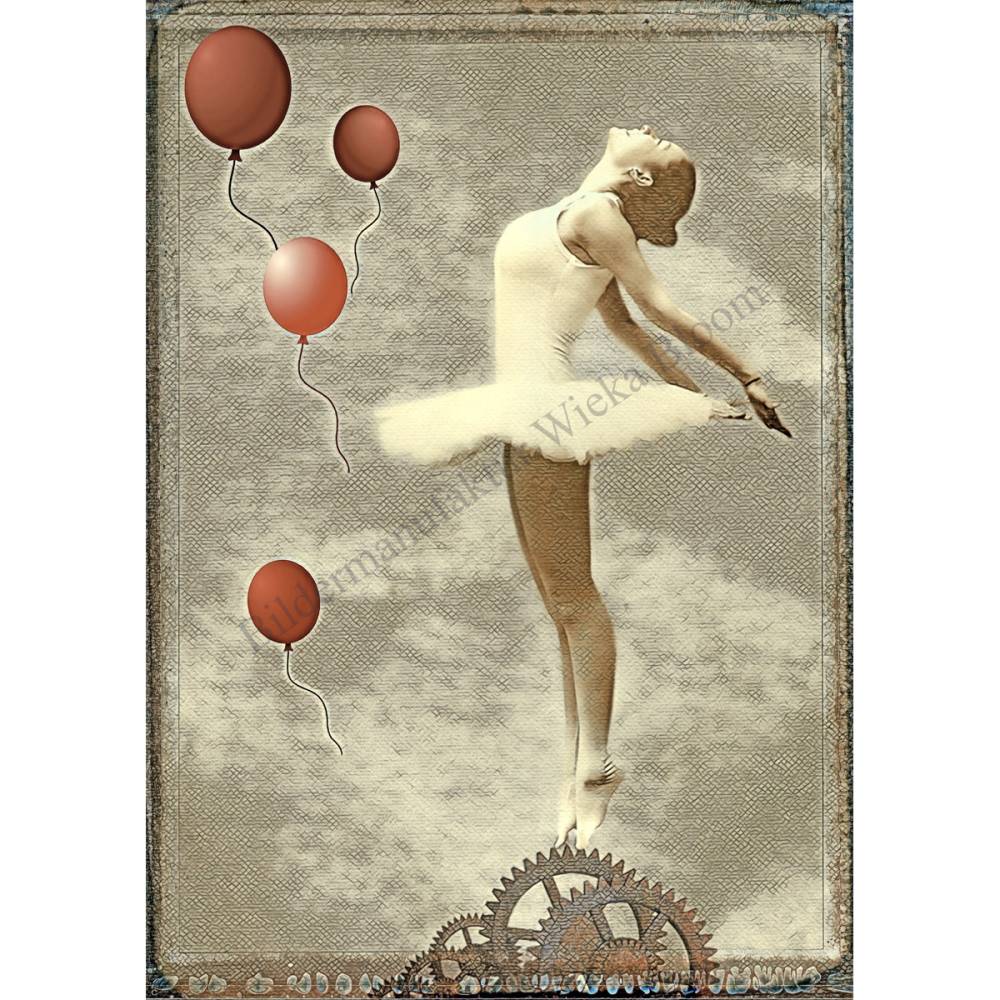 Tänzerin Ballons im VintageStyle DIGITALES BILD ZUM DOWNLOAD & DRUCKEN Printables Wanddeko Poster Karte Geschenk Bild 2