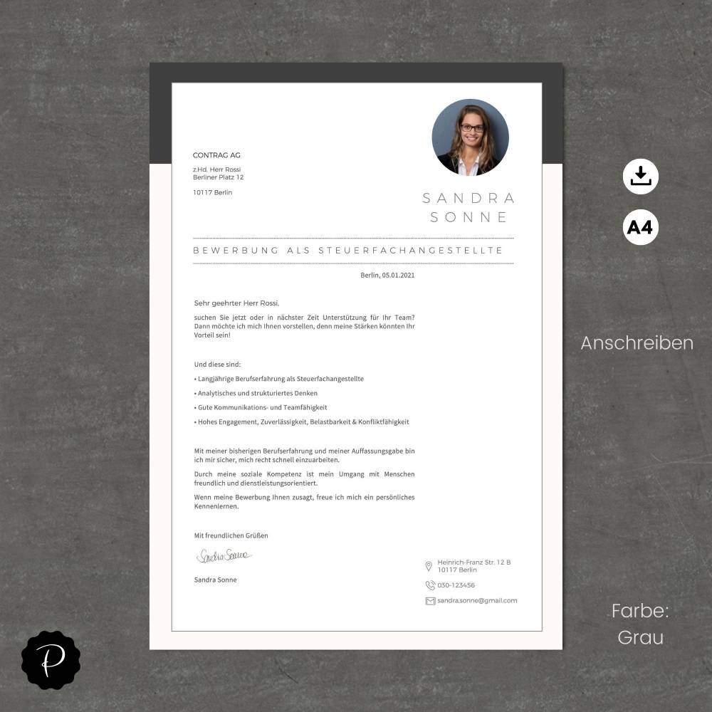 Lebenslauf Vorlage, Bewerbungsvorlage deutsch, Lebenslauf modern kreativ, Bewerbung Anschreiben, Deckblatt, Word + Pages Bild 2