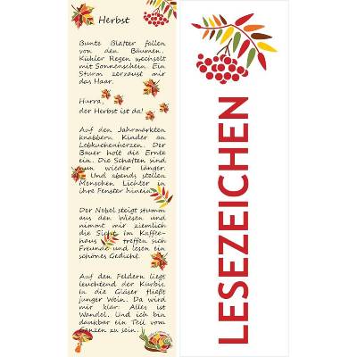 10 Lesezeichen Herbst - Beeren, Buchzeichen mit Text zur Herbstzeit