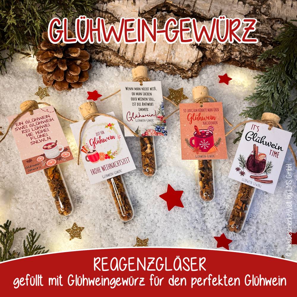 Glühwein-Gewürz im Reagenzglas, Glühwein, Weihnachtsgeschenk, Wichtelgeschenk, kleine Aufmerksamkeit, Punsch