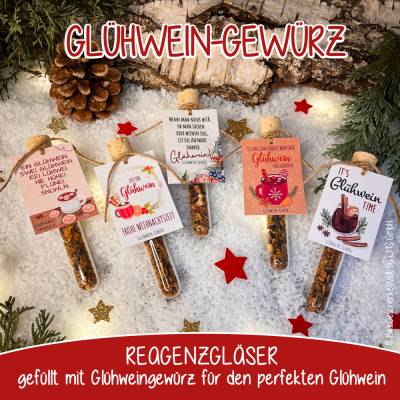 Glühwein-Gewürz im Reagenzglas, Glühwein, Weihnachtsgeschenk, Wichtelgeschenk, kleine Aufmerksamkeit, Punsch