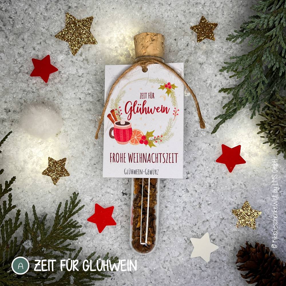 Glühwein-Gewürz im Reagenzglas, Glühwein, Weihnachtsgeschenk, Wichtelgeschenk, kleine Aufmerksamkeit, Punsch