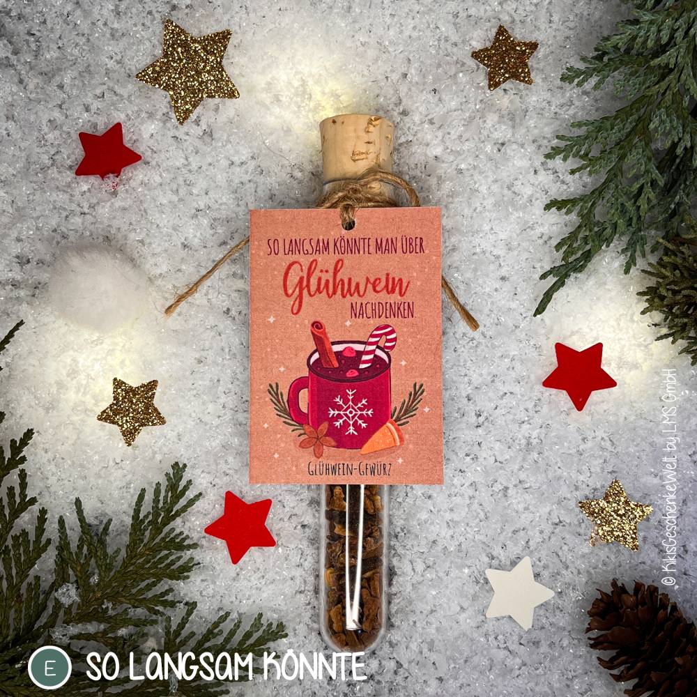 Glühwein-Gewürz im Reagenzglas, Glühwein, Weihnachtsgeschenk, Wichtelgeschenk, kleine Aufmerksamkeit, Punsch