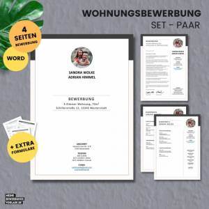 Wohnungsbewerbung - Wohnung Bewerbung - Bewerbungsvorlage Wohnung Paare + Formulare - Deutsch - Word + Pages Nr. 1