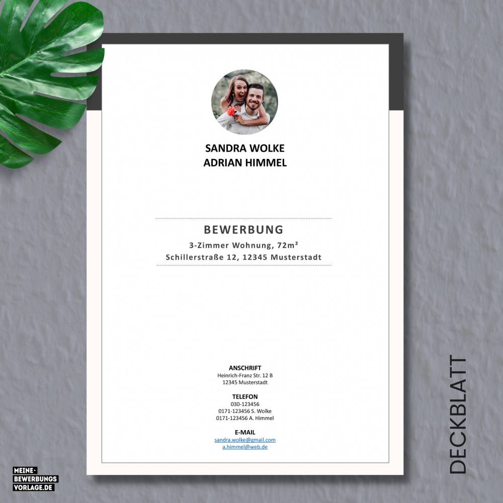 Wohnungsbewerbung - Wohnung Bewerbung - Bewerbungsvorlage Wohnung Paare + Formulare - Deutsch - Word + Pages Nr. 1 Bild 2