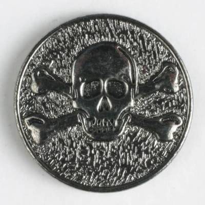 Metallknopf Öse silbern Totenkopf 25 mm