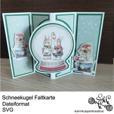 Plotterdatei Schneekugel Faltkarte