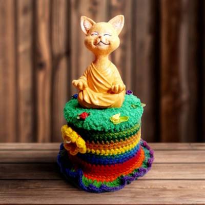 Yoga Katze, gehäkelter Klorollenhut