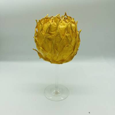Windlicht aus Glas mit finnischem Papiergarn - gelb