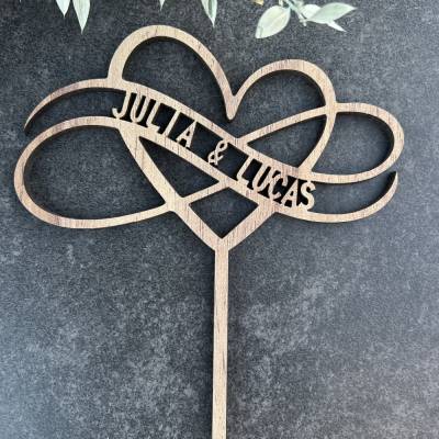 Caketopper personalisiert mit Herz und Unendlichkeitszeichen