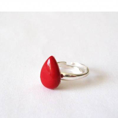 Koralle Ring Silber 925 – Verstellbarer Damenring mit Edelstein, handgefertigt & elegant