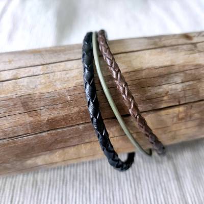 Leder Armband für den Mann mit Magnetverschluss aus Edelstahl