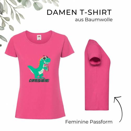 T-Shirt Damen- Shirt Damen mit einzigartigen Prints aus Baumwolle ,,Coffeesaurus"
