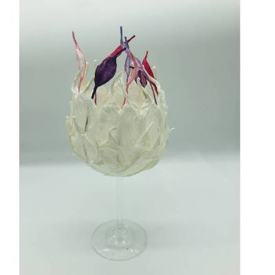 Windlicht aus Glas mit finnischem Papiergarn - weiß