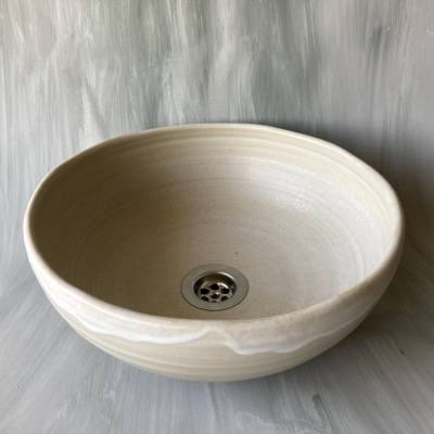 Waschbecken / Beige Ø 31,5 cm Höhe 11,5 cm