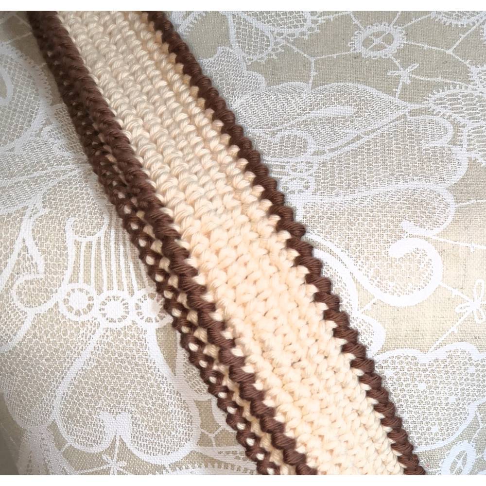 Handgehäkelte Granny Tasche Sonnenblumen Beige Gelb Baumwolle 28cm – Süß & Praktisch Bild 4