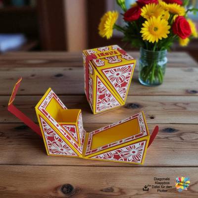 Plotterdatei Diagonale Klappbox SVG  & DXF Brother & Cricut Kompatibel