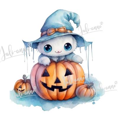Bügelbild Halloween Süßer Geist mit Kürbis 