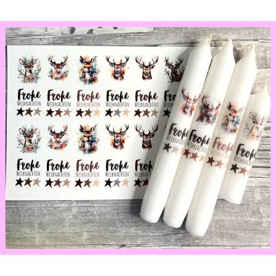 Kerzentattoo WEIHNACHTSHIRSCH, A5, Wasserschiebefolie, Kerzenfolie, Kerzen beschriften, Hirsch, Weihnachten
