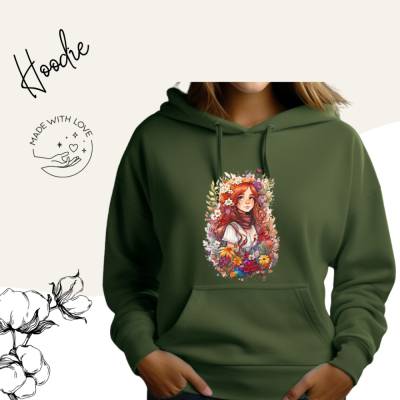 Hoodie Damen- Sweater mit Kängurutasche & einzigartigen Prints ,,Herbstgirl''