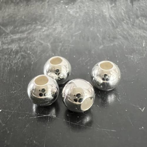 4 Stück Silberkugeln / Kaschierperlen, Kugeln aus 925-Silber, verschiedene Größen
