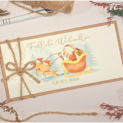 Personalisierte Weihnachtskarte – Handgemachte Gutscheinverpackung & Geldgeschenk Weihnachten