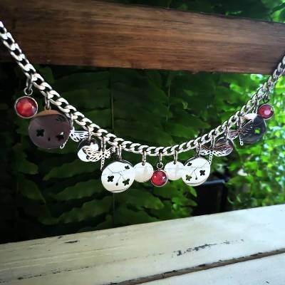 Charivari aus Edelstahl, Dirnd- Schmuck,Trachten, Hochzeit, Glas