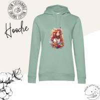 Hoodie Damen- Sweater mit einzigartigen Prints aus Bio Baumwolle ,,Herbstgirl''