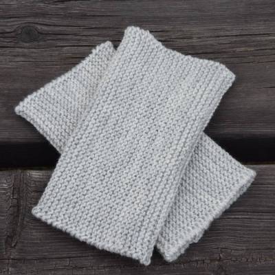Armstulpen Pulswärmer rein Merino hellgrau