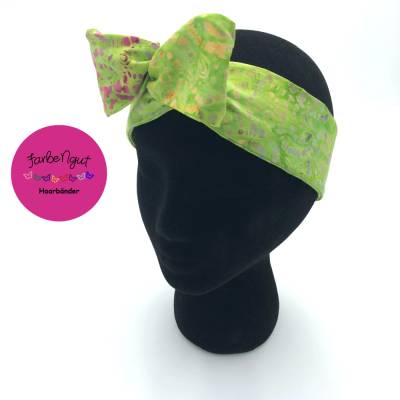 Haarband mit Draht – Batik-Grün Design | Flexibler Haarschmuck für individuellen Style